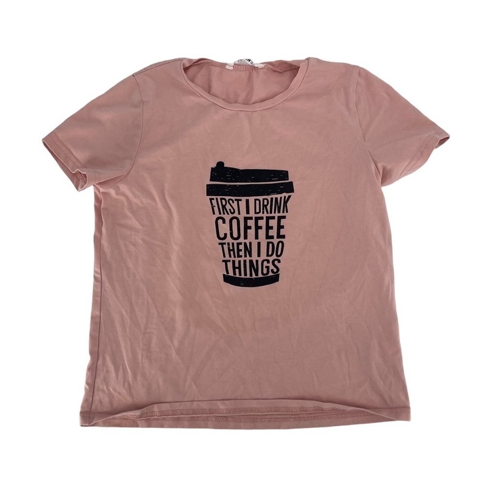SHEIN Pink Short Sleeve Coffee T-shirt Size 11/12 Girl’s